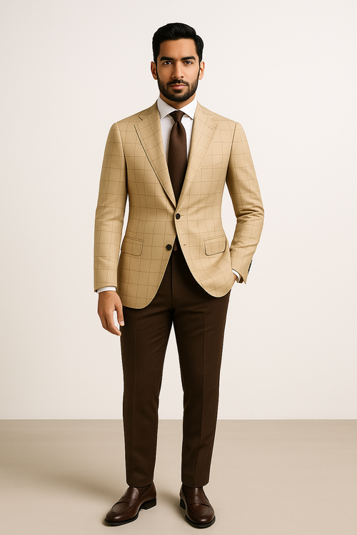Beige Checked Blazer